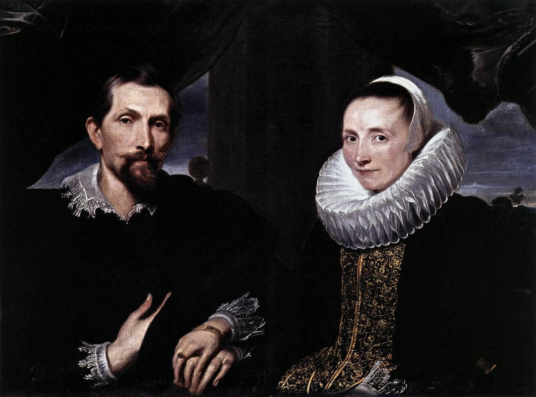 Double Portrait of the Painter Frans Snyders and his Wife by Anthony van Dyck — hand-painted portrait oil painting reproduction on canvas