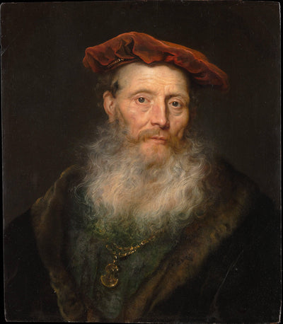 Bearded Man with a Velvet Cap in home office