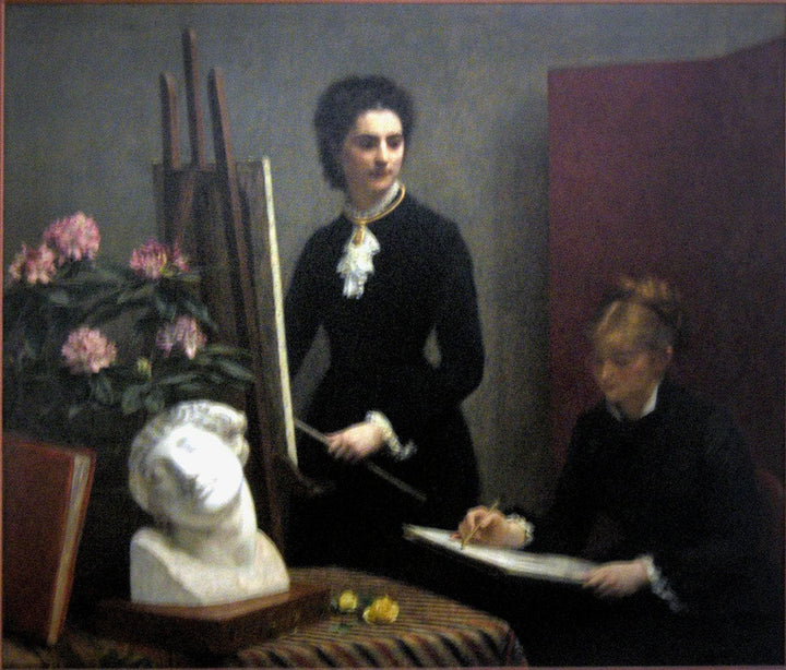 Drawing lesson in the workshop by Henri Fantin-Latour — hand-painted portrait oil painting reproduction on canvas