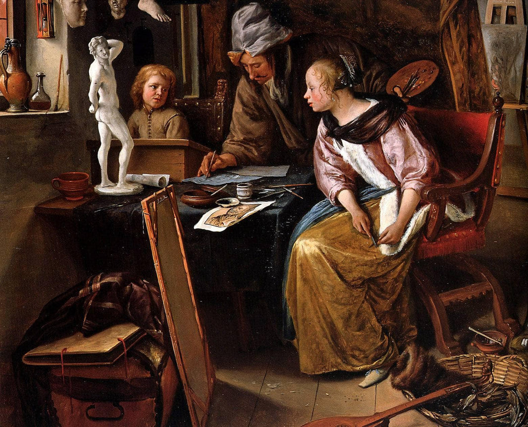 The Drawing Lesson by Jan Steen — hand-painted still oil painting reproduction on canvas