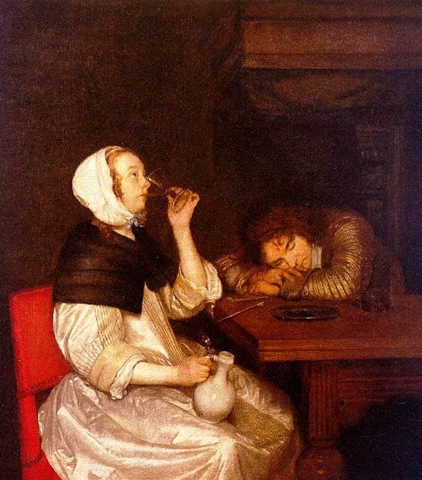 Drink by Gerard Terborch — hand-painted portrait oil painting reproduction on canvas