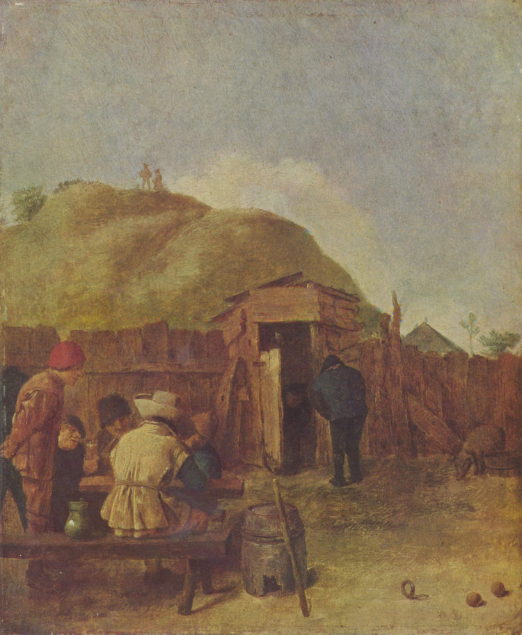 Drinkers in the yard - Adriaen Brouwer