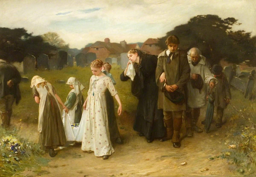 Her First Born, Horsham Churchyard (Funeral of the First Born) by Frank Holl — hand-painted portrait oil painting reproduction on canvas