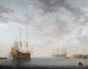 Dutch Men of War at Anchor by Simon de Vlieger — ships oil painting wall art, Baroque