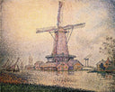 Dutch Mill at Edam by Paul Signac — ships oil painting wall art, Pointillism