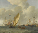 Dutch Ships on Choppy Coastal Waters by a Spit of Land with a Beacon by Abraham Storck — hand-painted seascapes oil painting reproduction on canvas