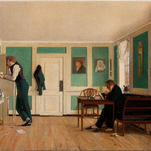 Room in Amaliegade with the Artist's Brothers (Captain Carl Ludvig Bendz standing and Dr. Jacob Christian Bendz seated) by Wilhelm Bendz — Oil Painting Reproduction