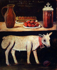 Easter lamb on Easter table by Niko Pirosmani — hand-painted animal oil painting reproduction on canvas