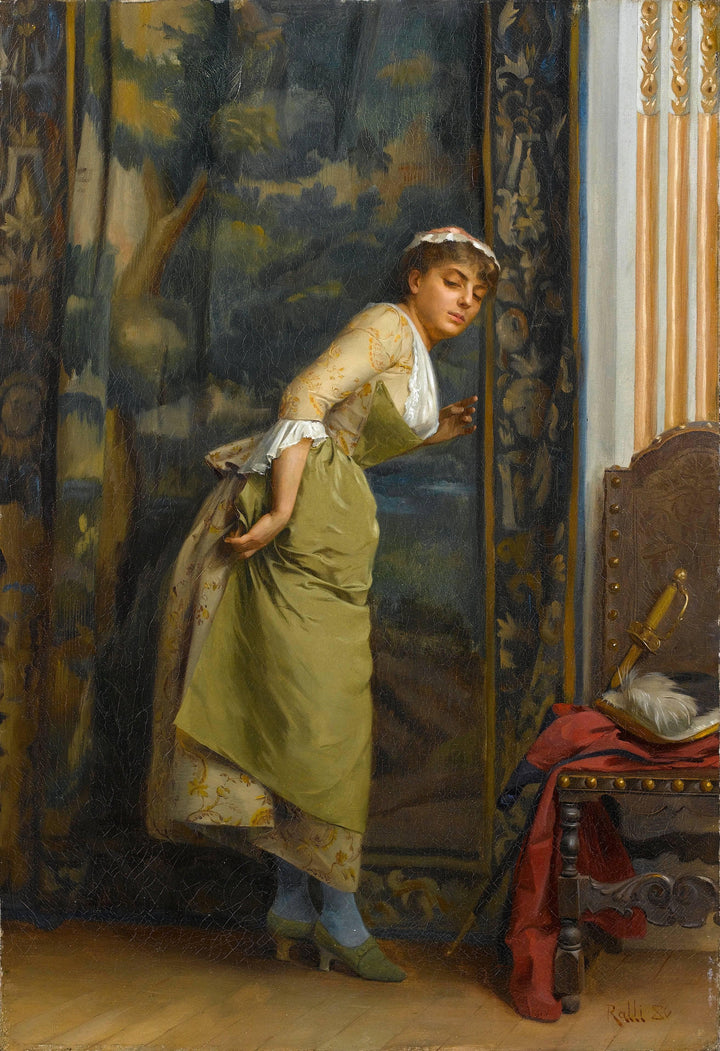 Eavesdropping by Théodore Ralli — hand-painted portrait oil painting reproduction on canvas