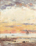 Ebb on sunset by Eugene Boudin — hand-painted landscape oil painting reproduction on canvas