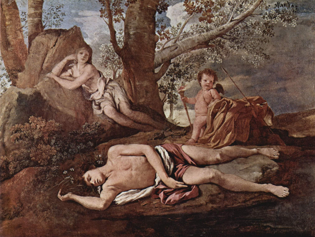 Echo and Narcissus by Nicolas Poussin — hand-painted cultural oil painting reproduction on canvas