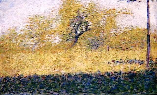 Edge of Wood, Springtime by Georges Seurat — hand-painted botanical oil painting reproduction on canvas
