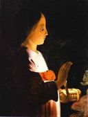 Education of the Virgin (detail) by Georges de la Tour — female oil painting wall art, Tenebrism