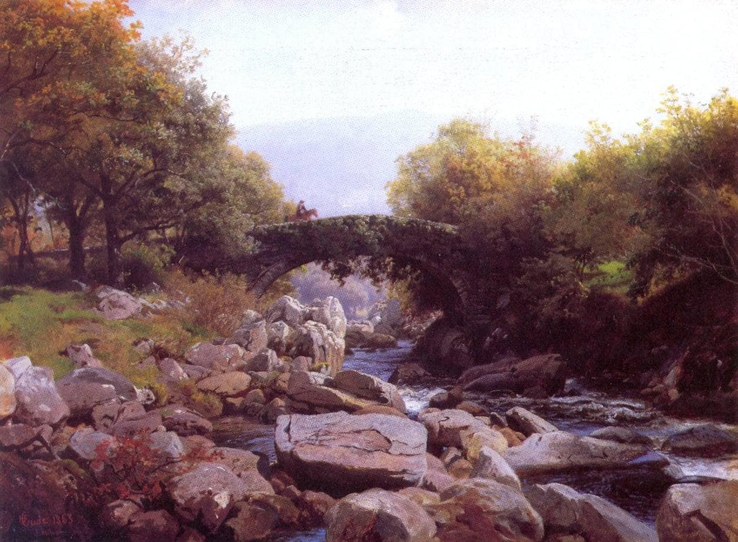 Efoybroen, Nord-wales by Hans Gude — hand-painted eco oil painting reproduction on canvas