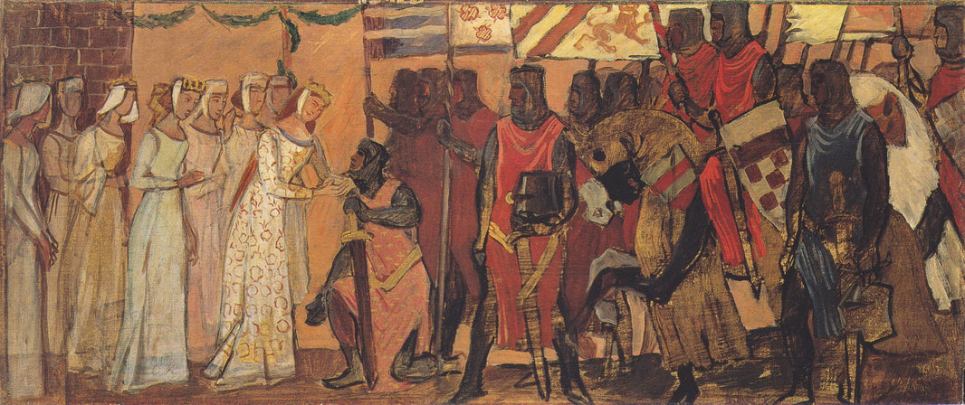 Einzug König Etzels in Wien (zweiter Entwurf) by Albin Egger-Lienz, hand-painted cultural oil painting reproduction on canvas