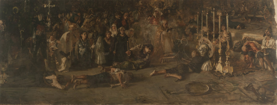 Sketch for 'The Vote' by Francesco Paolo Michetti, hand-painted landscape oil painting reproduction on canvas