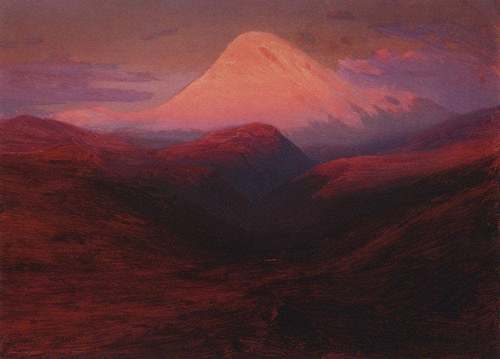 Elbrus in the Evening by Arkhyp Kuindzhi — hand-painted landscape oil painting reproduction on canvas