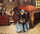 Elderly Woman Mending Old Clothes, Moret in modern living room