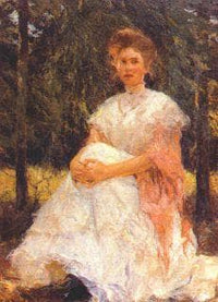 Eleanor in the Pines by Frank W. Benson — hand-painted portrait oil painting reproduction on canvas