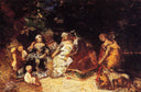 Elegant Women and Cupids by Adolphe Joseph Thomas Monticelli — group oil painting wall art, Romanticism