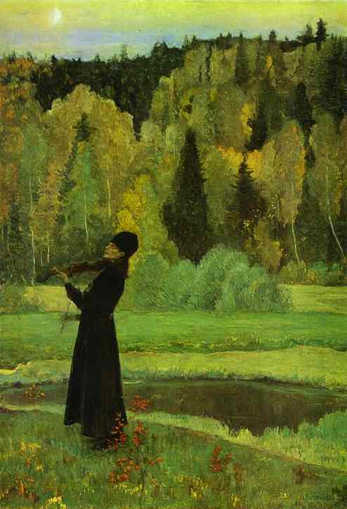 Elegy. Blind Musician. by Mikhail Nesterov — hand-painted landscape oil painting reproduction on canvas