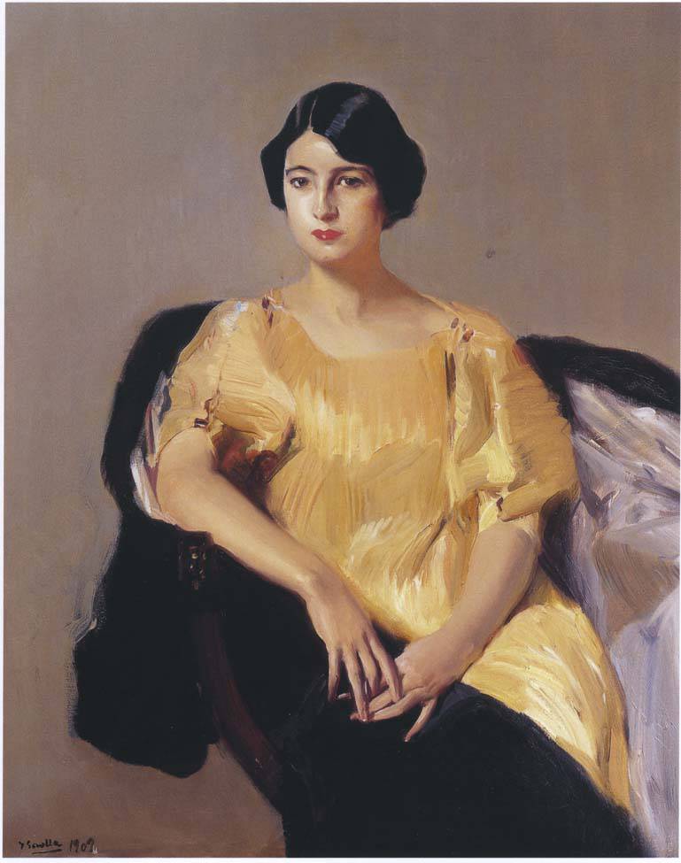 Elena in a yellow tunic - Joaquín Sorolla