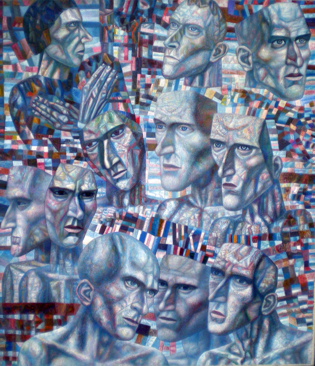 Eleven Heads by Pavel Filonov — hand-painted abstract oil painting reproduction on canvas