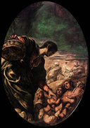 Elisha Multiplies the Bread by Tintoretto — religion oil painting wall art, Mannerism Late Renaissance