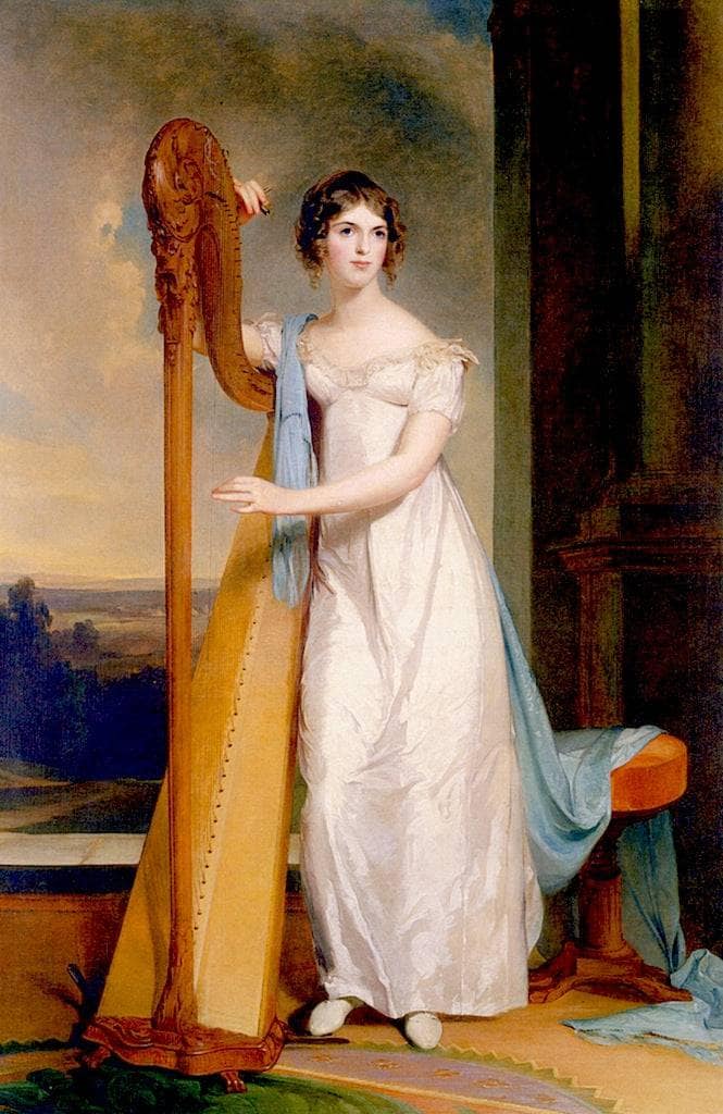 Elizabeth Eichelberger Ridgely (also known as Lady with a Harp) by Thomas Sully — hand-painted portrait oil painting reproduction on canvas