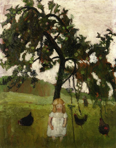 Elizabeth with Hens under an Apple Tree by Paula Modersohn-Becker — oil painting reproduction