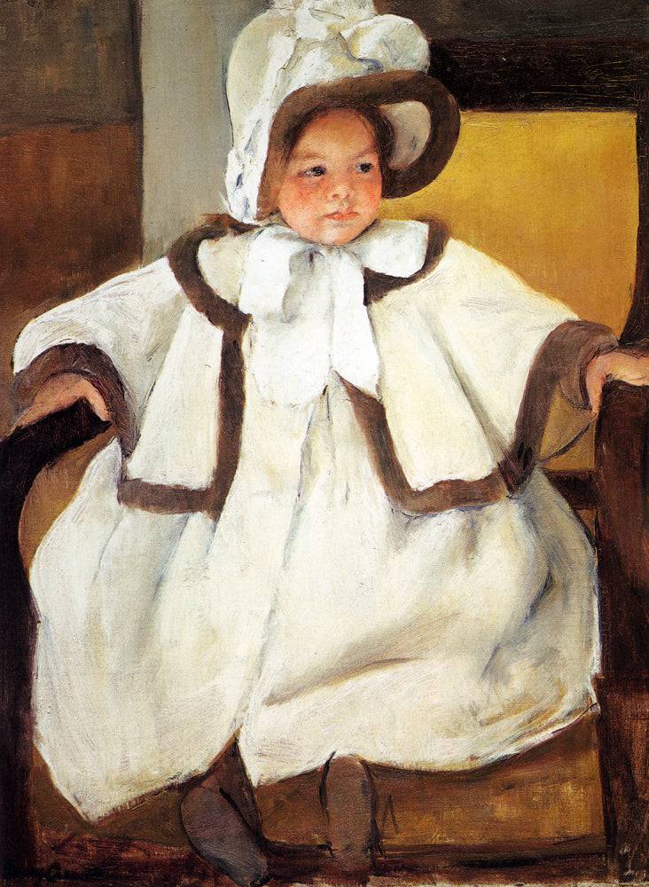 Ellen Mary Cassatt In A White Coat by Mary Cassatt, hand-painted portrait oil painting reproduction on canvas