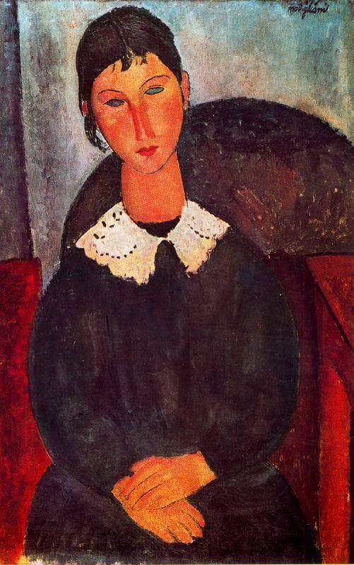 Elvira with a white collar by Amedeo Modigliani — hand-painted portrait oil painting reproduction on canvas