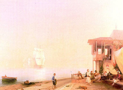 Embankment of oriental town in study