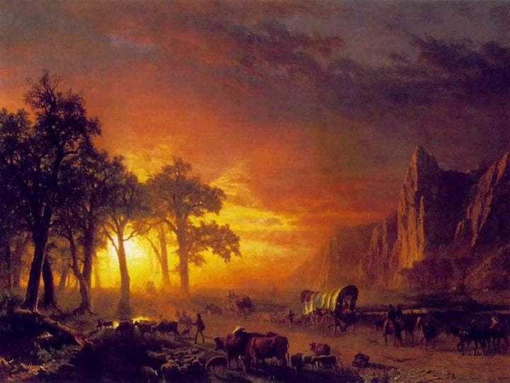Emigrants Crossing the Plains by Albert Bierstadt — hand-painted eco oil painting reproduction on canvas