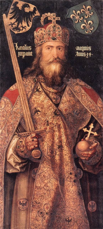Emperor Charlemagne in study