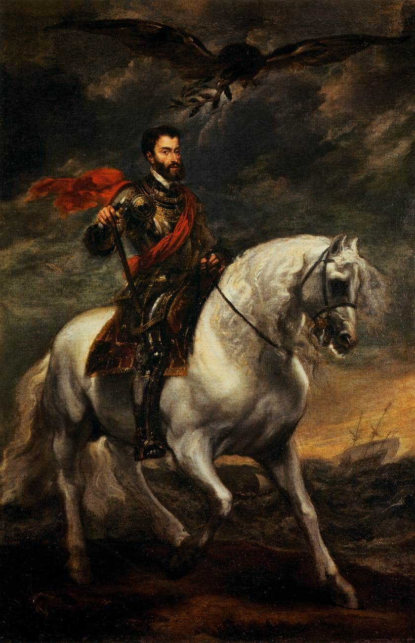 Emperor Charles V on Horseback by Anthony van Dyck — hand-painted animal oil painting reproduction on canvas