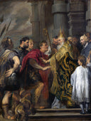 Emperor Theodosius Forbidden by St Ambrose To Enter Milan Cathedral by Anthony van Dyck — hand-painted cultural oil painting reproduction on canvas