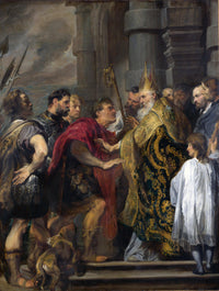 Emperor Theodosius Forbidden by St Ambrose To Enter Milan Cathedral by Anthony van Dyck — hand-painted cultural oil painting reproduction on canvas