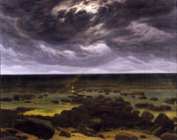 Seashore with Shipwreck by Moonlight by Caspar David Friedrich — hand-painted landscape oil painting reproduction on canvas