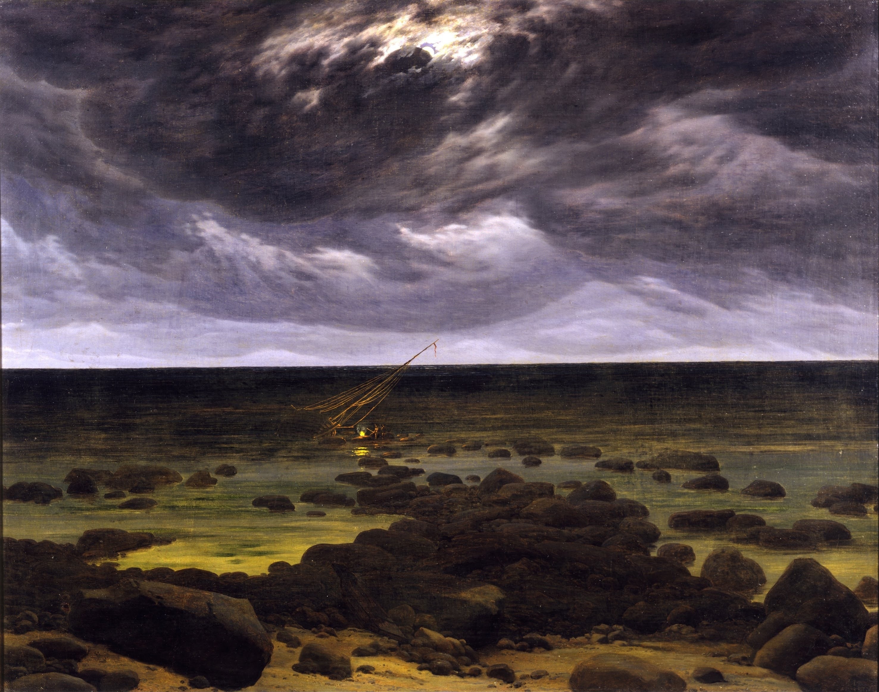 Seashore with Shipwreck by Moonlight - Caspar David Friedrich