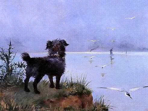 En attendant le maître by Louise Abbéma — hand-painted animal oil painting reproduction on canvas