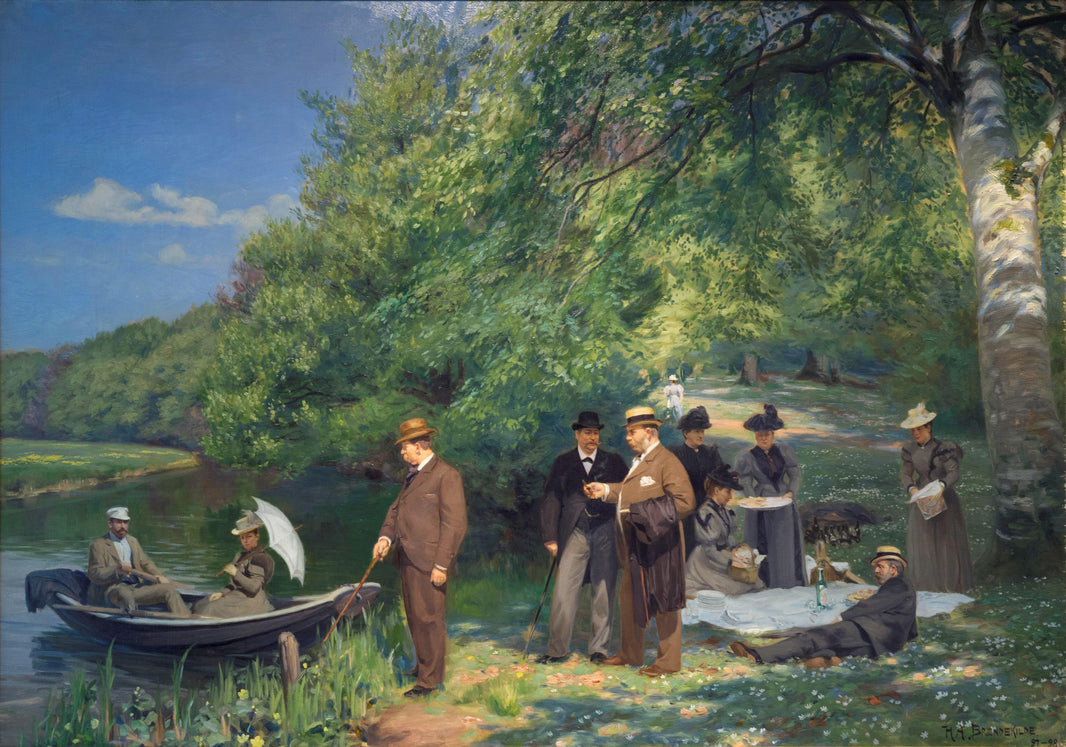 En Skovtur Ved Odense Å by Hans Andersen Brendekilde — hand-painted landscape oil painting reproduction on canvas