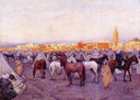 Encampment near a Moroccan Village by Theo van Rysselberghe — rural oil painting wall art, Neo Impressionism
