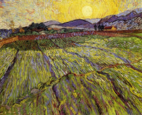 Enclosed field with rising sun by Vincent van Gogh — hand-painted landscape oil painting reproduction on canvas