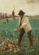 English Peasant Chopping Swedes by Aloysius O'Kelly — male oil painting wall art
