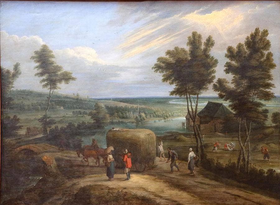 English Summer Landscape Haymaking by Albert Zimmermann — hand-painted landscape oil painting reproduction on canvas