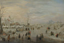 Enjoying the Ice by Hendrick Avercamp — hand-painted landscape oil painting reproduction on canvas