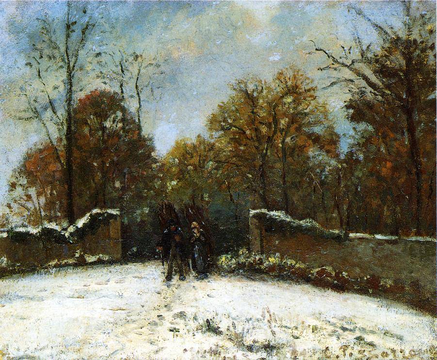 Entering the Forest of Marly (Snow Effect) - Camille Pissarro