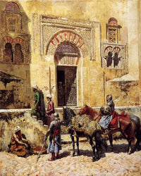 Entering The Mosque by Edwin Lord Weeks — hand-painted animal oil painting reproduction on canvas