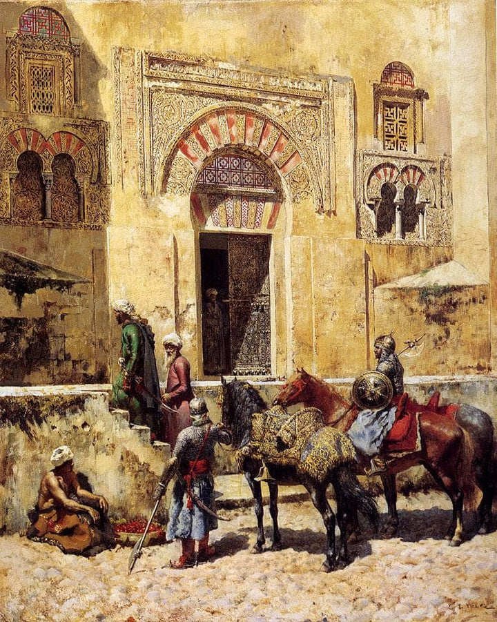 Entering The Mosque by Edwin Lord Weeks — hand-painted animal oil painting reproduction on canvas